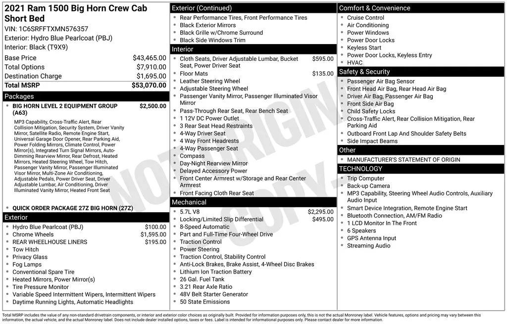 ram ram 1500 pickup 2021 1C6SRFFTXMN576357 image ram ram 1500 pickup 2021 1C6SRFFTXMN576357 image